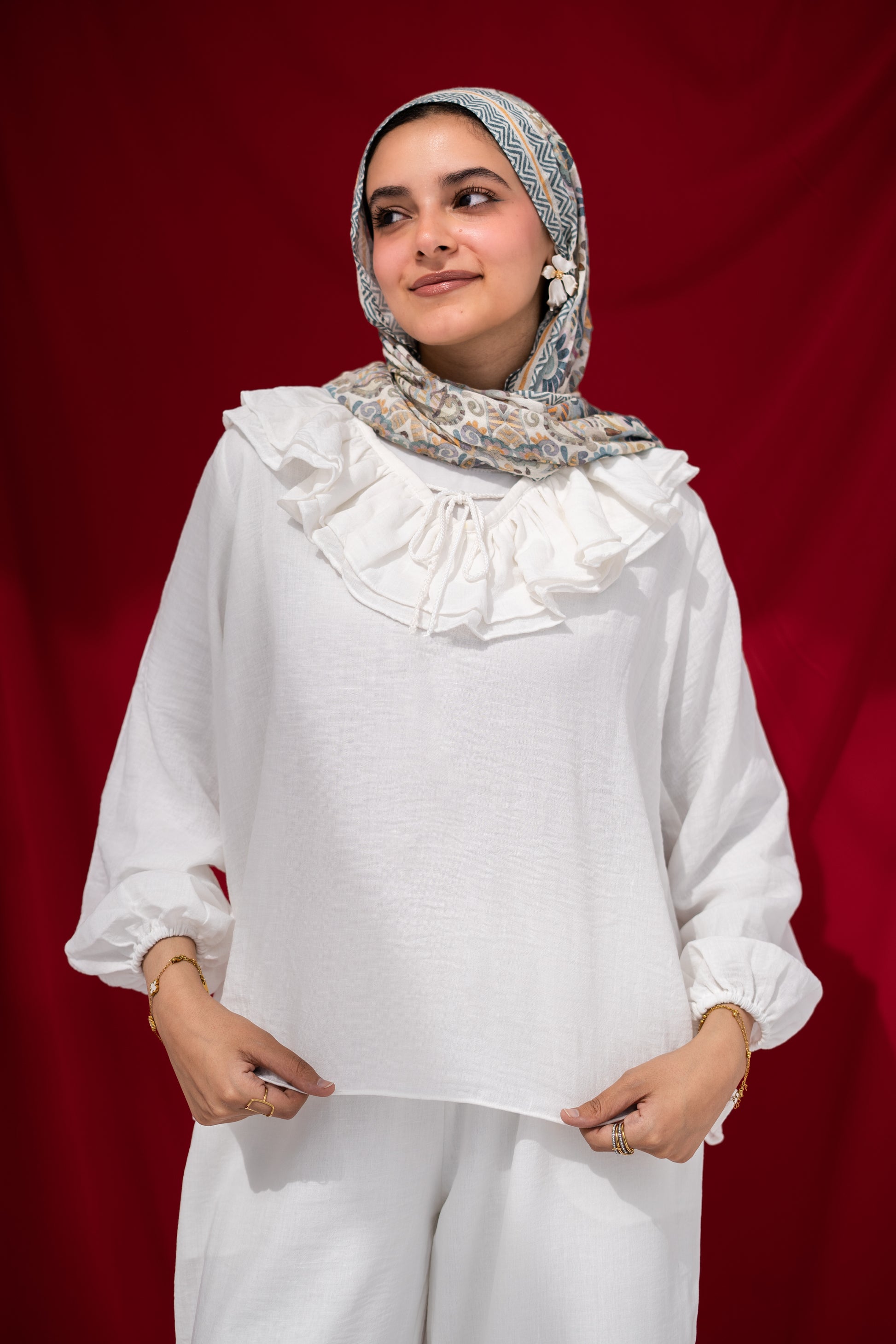 Faden two-piece linen set in Ivory — Faden modest wear, image 2