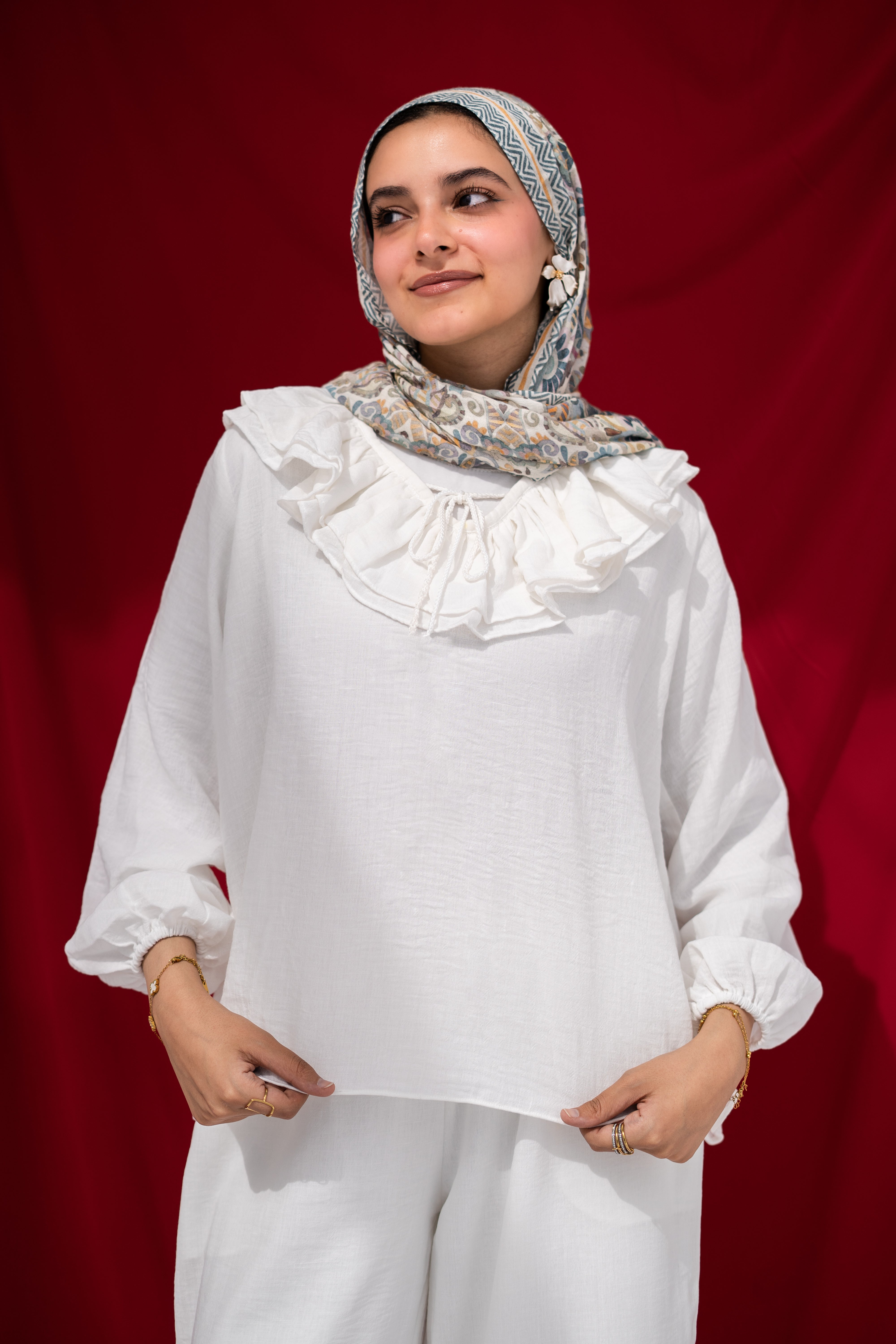 Faden two-piece linen set in Ivory — Faden modest wear, image 2