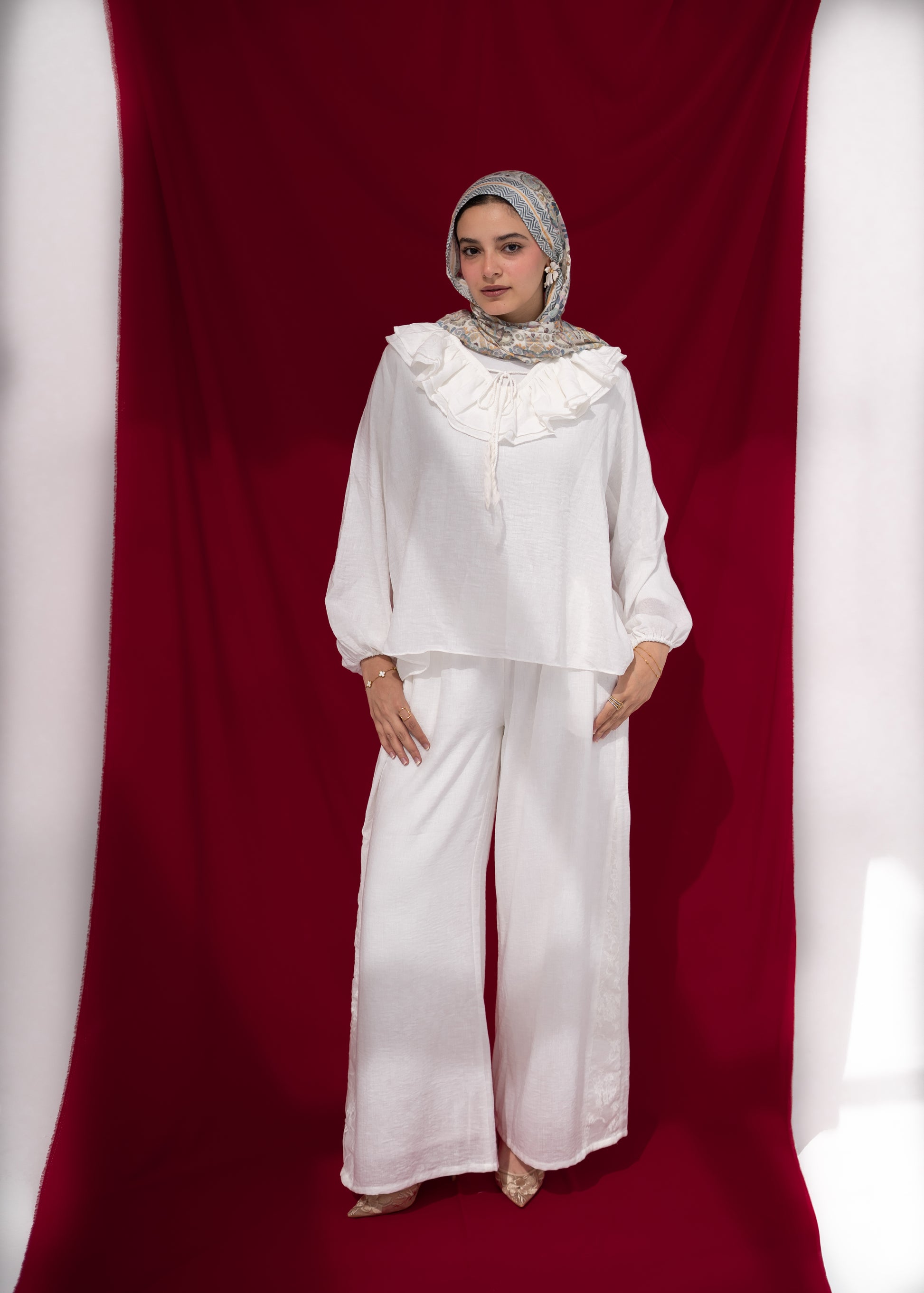 Faden two-piece linen set in Ivory — Faden modest wear, image 4