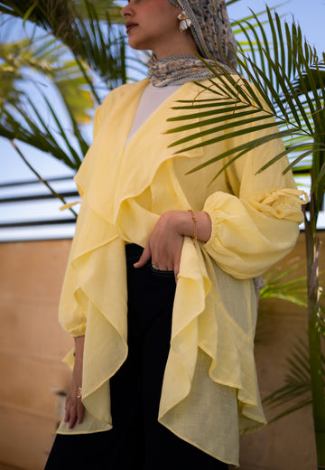 Faden linen cardigan in Butter Yellow