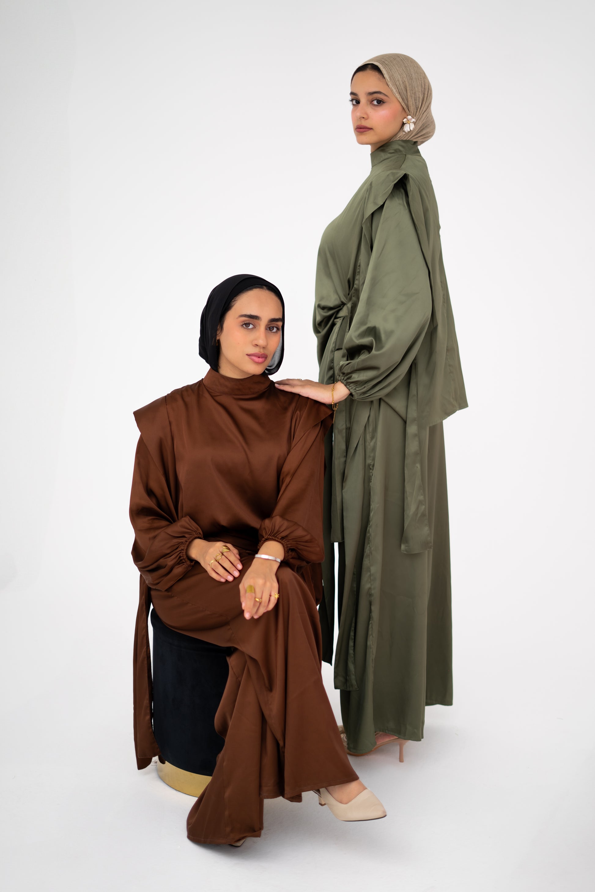 Faden draped satin co-ord set — Faden lifestyle editorial, image 1
