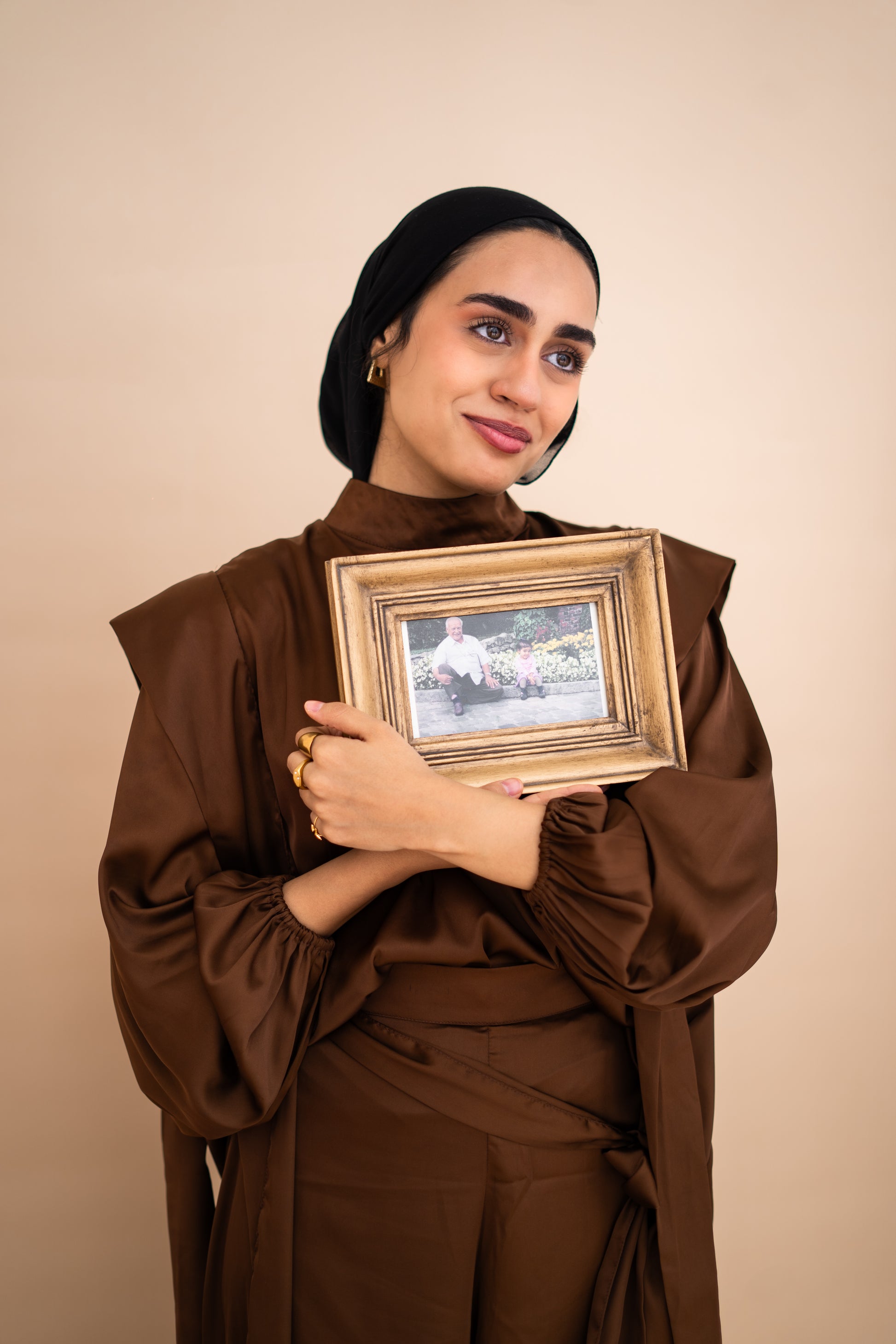 Faden draped satin co-ord set in Chocolate — Faden modest wear, image 4